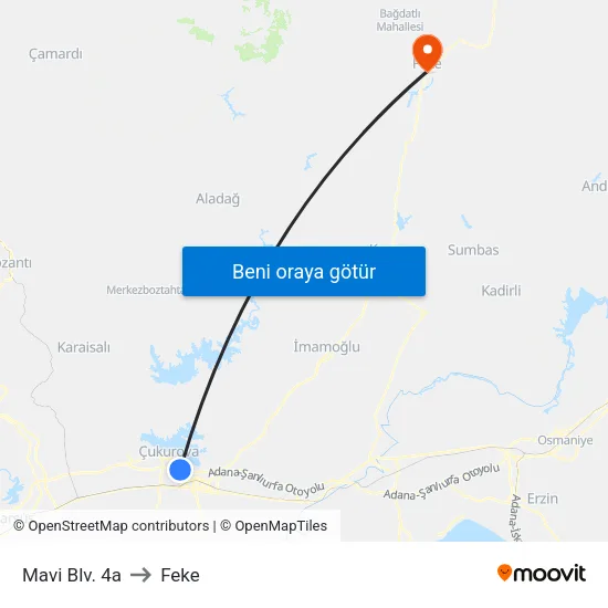 Mavi Blv. 4a to Feke map