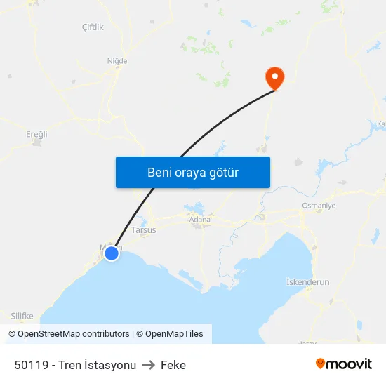 50119 - Tren İstasyonu to Feke map