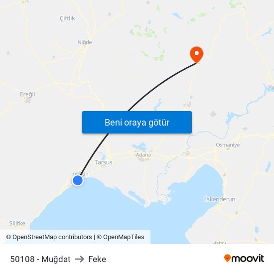 50108 - Muğdat to Feke map
