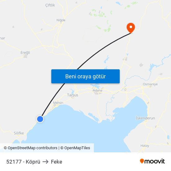52177 - Köprü to Feke map