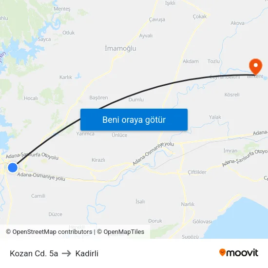 Kozan Cd. 5a to Kadirli map