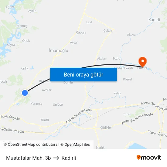 Mustafalar Mah. 3b to Kadirli map