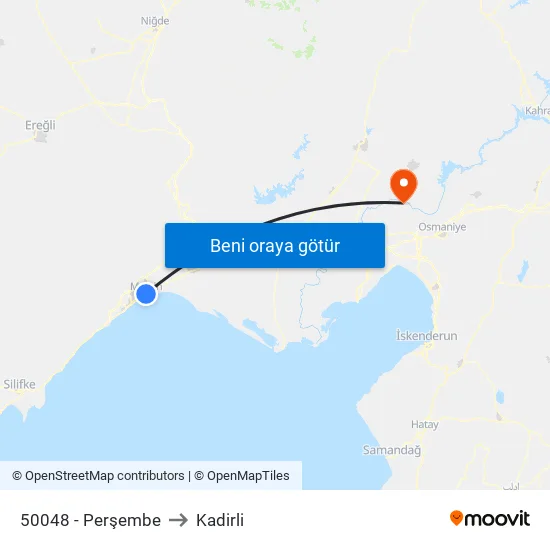 50048 - Perşembe to Kadirli map