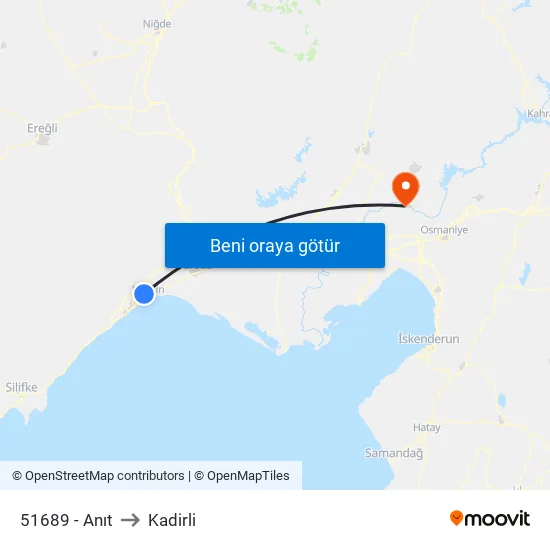 51689 - Anıt to Kadirli map