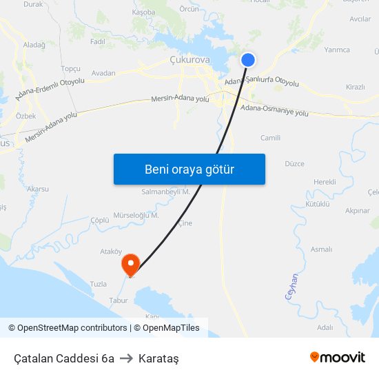 Çatalan Caddesi 6a to Karataş map