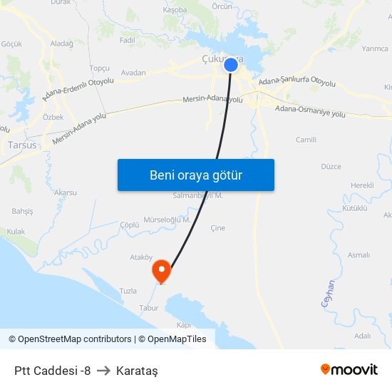 Ptt Caddesi -8 to Karataş map