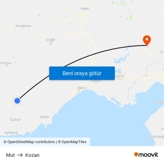 Mut to Kozan map