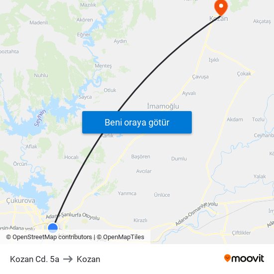 Kozan Cd. 5a to Kozan map