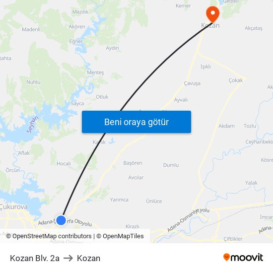 Kozan Blv. 2a to Kozan map