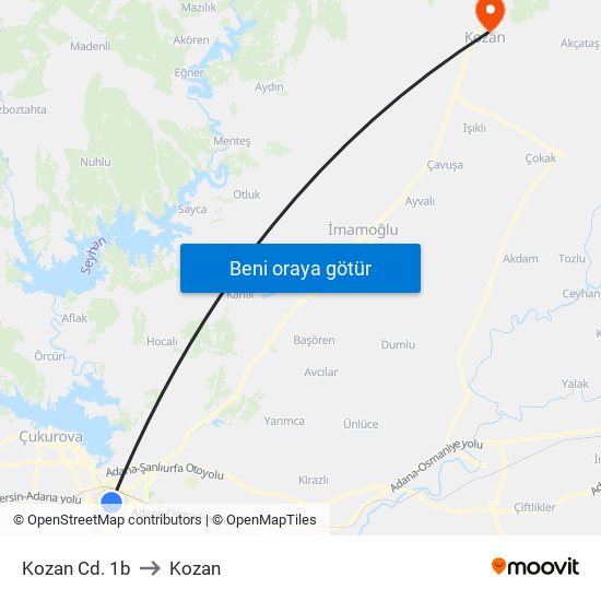 Kozan Cd. 1b to Kozan map