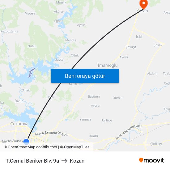 T.Cemal Beriker Blv. 9a to Kozan map