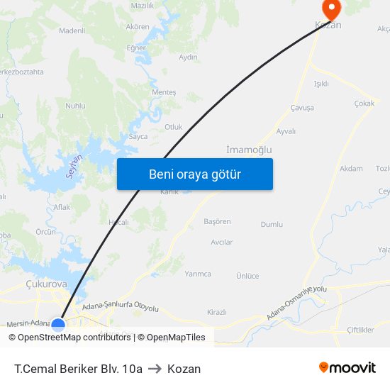 T.Cemal Beriker Blv. 10a to Kozan map