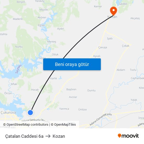 Çatalan Caddesi 6a to Kozan map