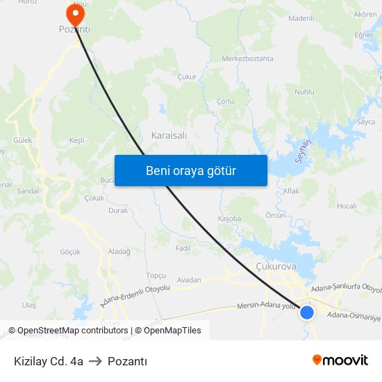 Kizilay Cd. 4a to Pozantı map