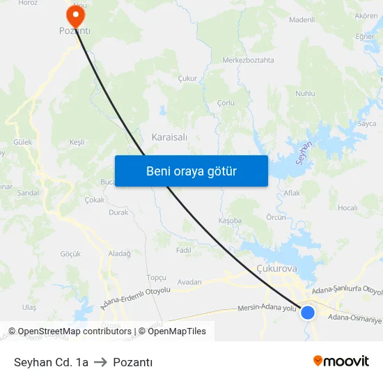 Seyhan Cd. 1a to Pozantı map