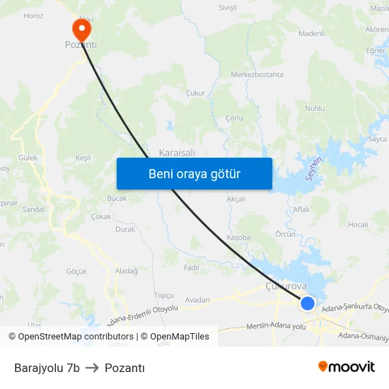 Barajyolu 7b to Pozantı map