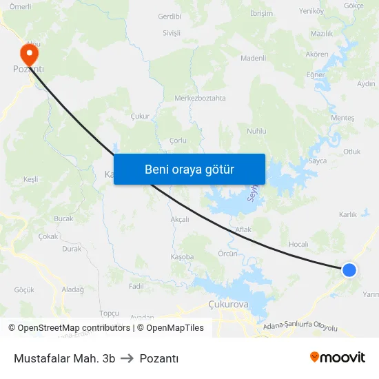 Mustafalar Mah. 3b to Pozantı map