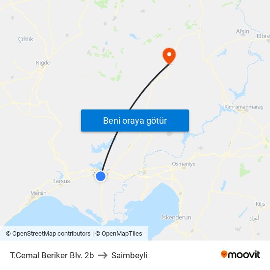 T.Cemal Beriker Blv. 2b to Saimbeyli map