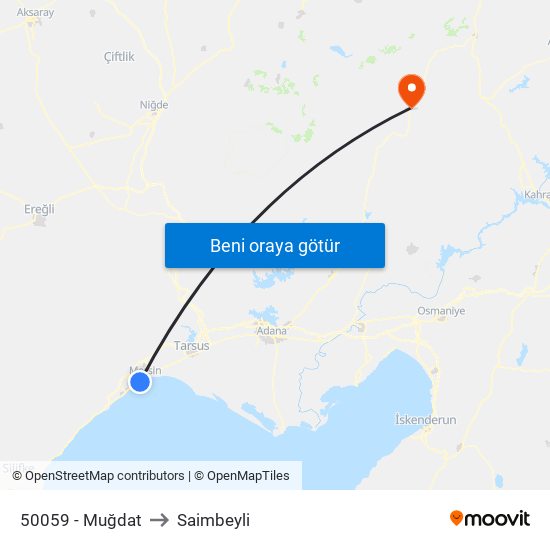 50059 - Muğdat to Saimbeyli map
