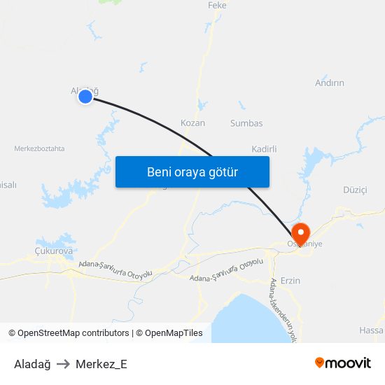 Aladağ to Merkez_E map