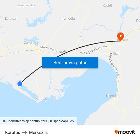 Karataş to Merkez_E map
