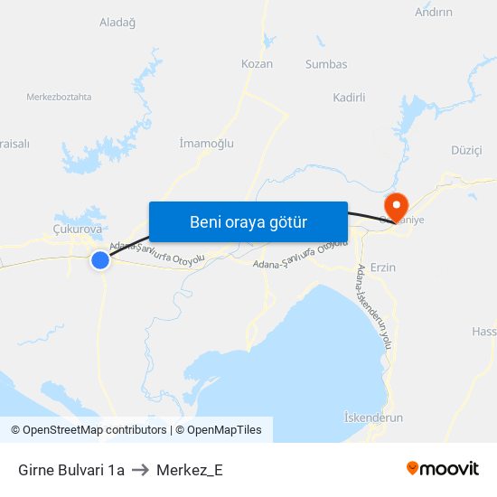 Girne Bulvari 1a to Merkez_E map