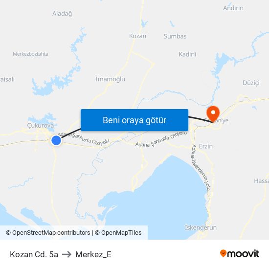 Kozan Cd. 5a to Merkez_E map