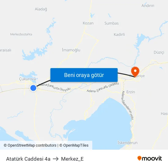 Atatürk Caddesi 4a to Merkez_E map