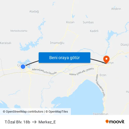 T.Özal Blv. 18b to Merkez_E map