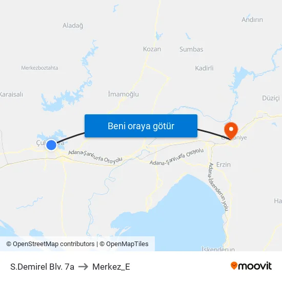S.Demirel Blv. 7a to Merkez_E map