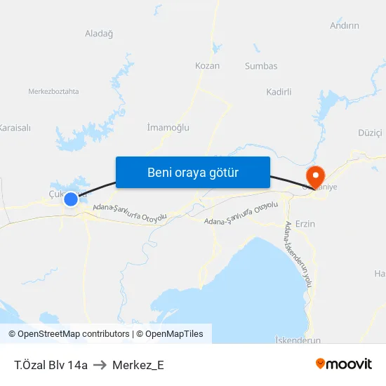T.Özal Blv 14a to Merkez_E map