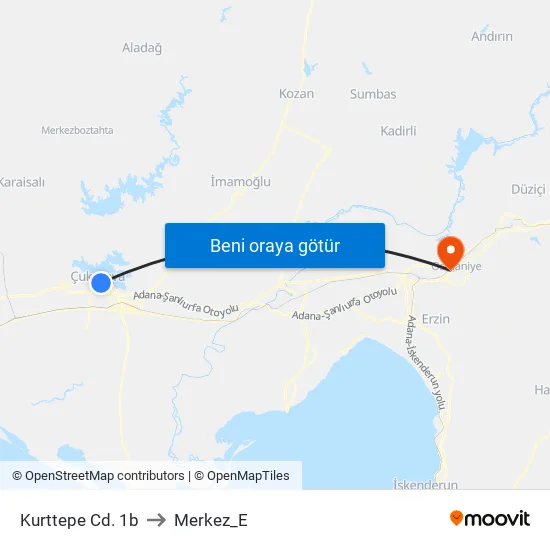 Kurttepe Cd. 1b to Merkez_E map