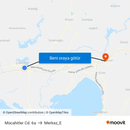 Mücahitler Cd. 6a to Merkez_E map