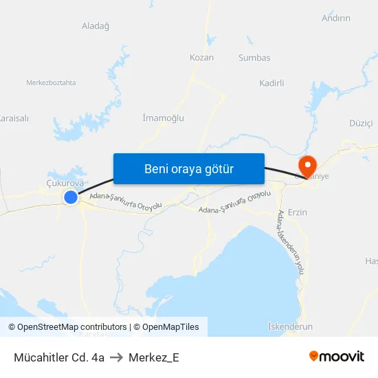 Mücahitler Cd. 4a to Merkez_E map