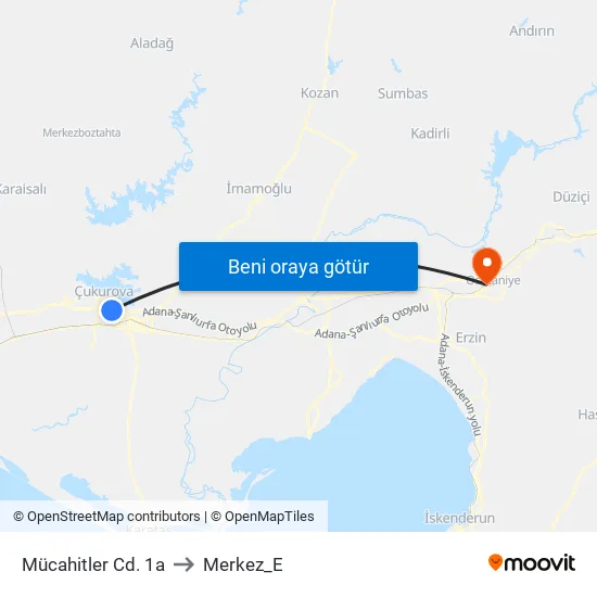 Mücahitler Cd. 1a to Merkez_E map