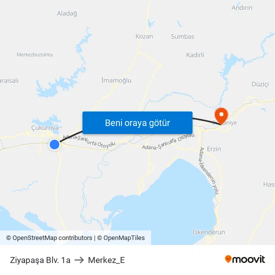 Ziyapaşa Blv. 1a to Merkez_E map