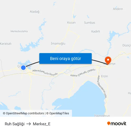 Ruh Sağliği to Merkez_E map
