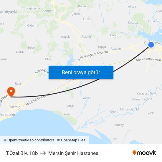 T.Özal Blv. 18b to Mersin Şehir Hastanesi map