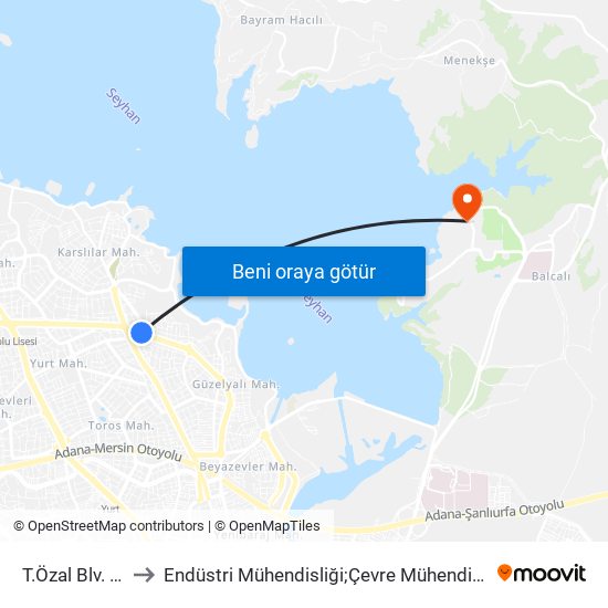 T.Özal Blv. 8a to Endüstri Mühendisliği;Çevre Mühendisliği map