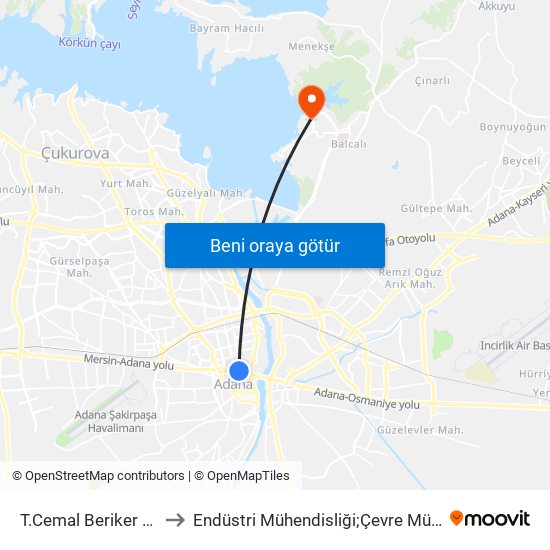 T.Cemal Beriker Blv. 2a to Endüstri Mühendisliği;Çevre Mühendisliği map