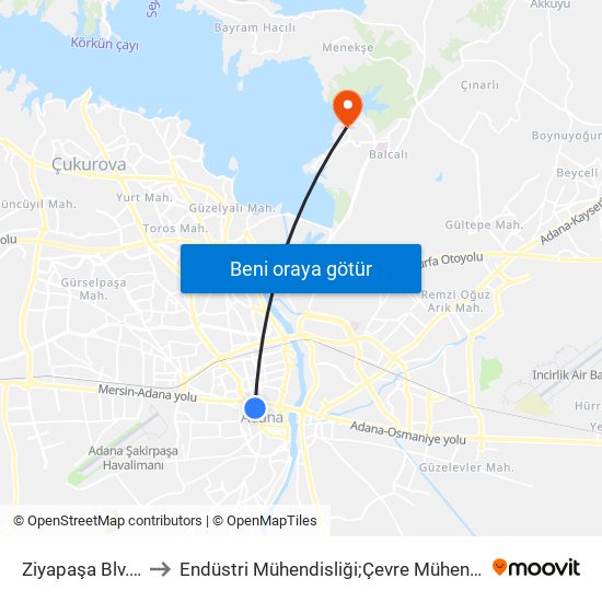 Ziyapaşa Blv. 1b to Endüstri Mühendisliği;Çevre Mühendisliği map