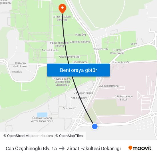 Can Özşahinoğlu Blv. 1a to Ziraat Fakültesi Dekanlığı map