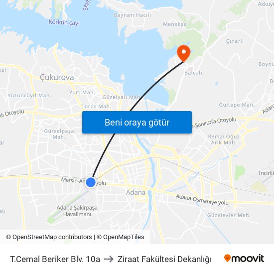 T.Cemal Beriker Blv. 10a to Ziraat Fakültesi Dekanlığı map