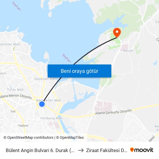 Bülent Angin Bulvari 6. Durak (Duygu Cafe) to Ziraat Fakültesi Dekanlığı map