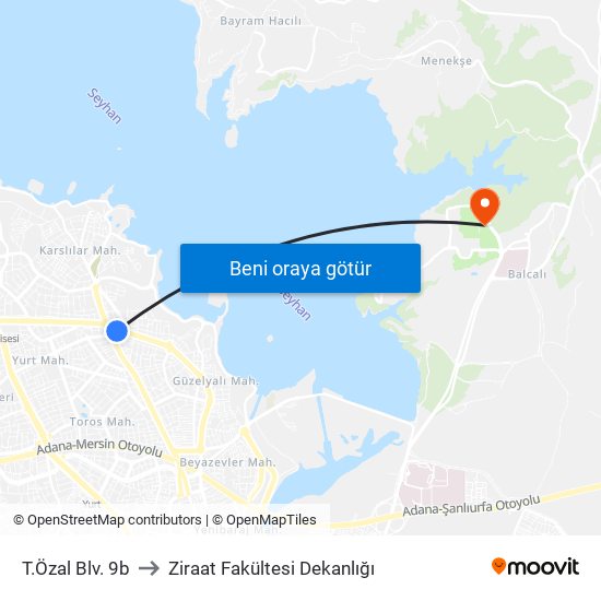 T.Özal Blv. 9b to Ziraat Fakültesi Dekanlığı map