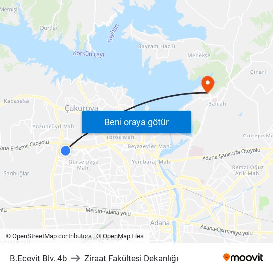 B.Ecevit Blv. 4b to Ziraat Fakültesi Dekanlığı map