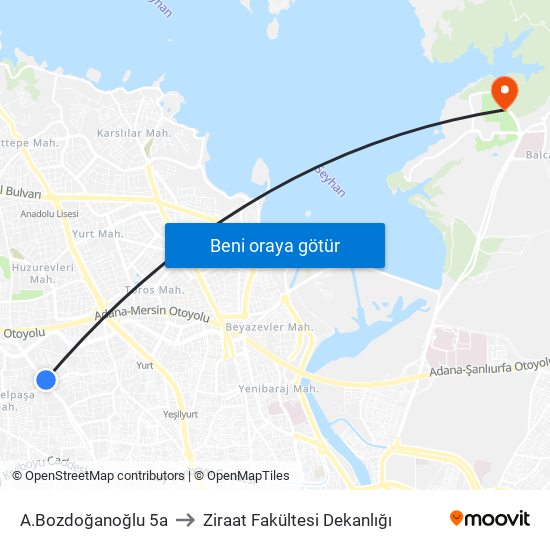 A.Bozdoğanoğlu 5a to Ziraat Fakültesi Dekanlığı map