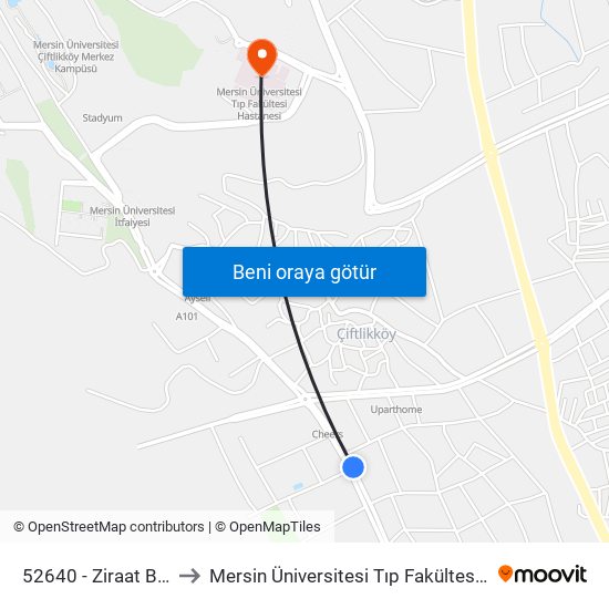 52640 - Ziraat Bankası to Mersin Üniversitesi Tıp Fakültesi Hastanesi map