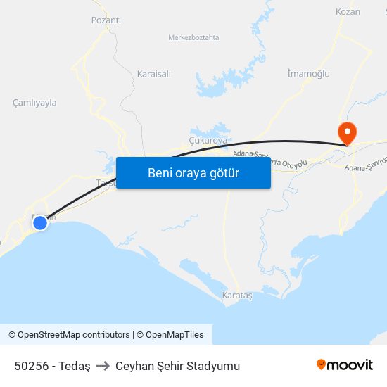 50256 - Tedaş to Ceyhan Şehir Stadyumu map