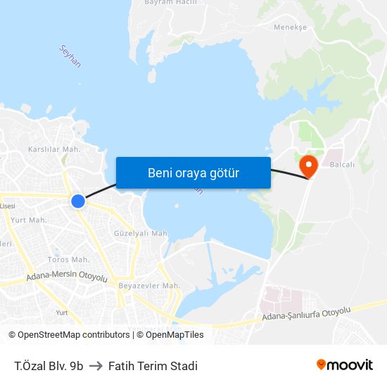 T.Özal Blv. 9b to Fatih Terim Stadi map